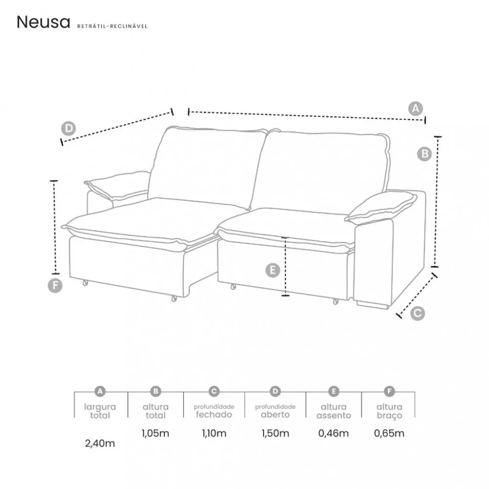 Image 2 of 4 of Sofá 3 Lugares Retrátil Reclinável 240cm Veludo Neusa Takei