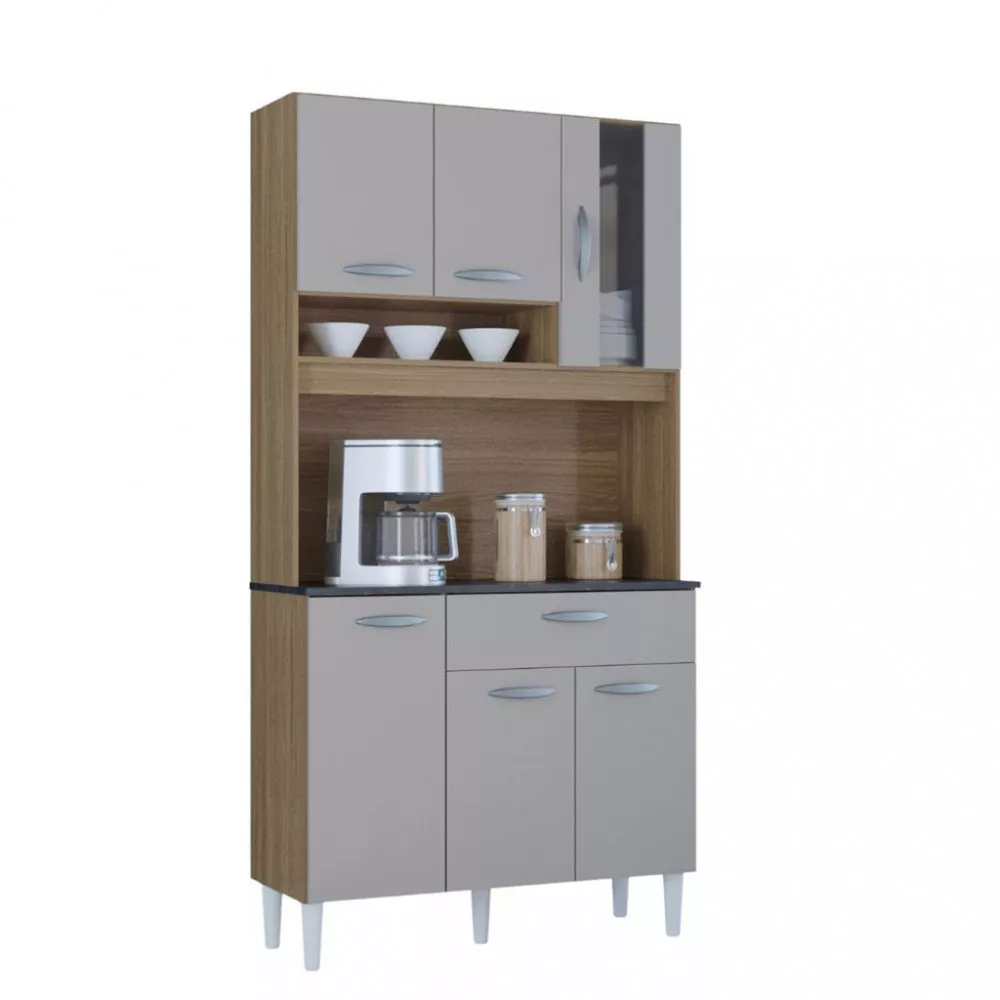 Cozinha Compacta 6 Portas 1 Gaveta Coral Poquema