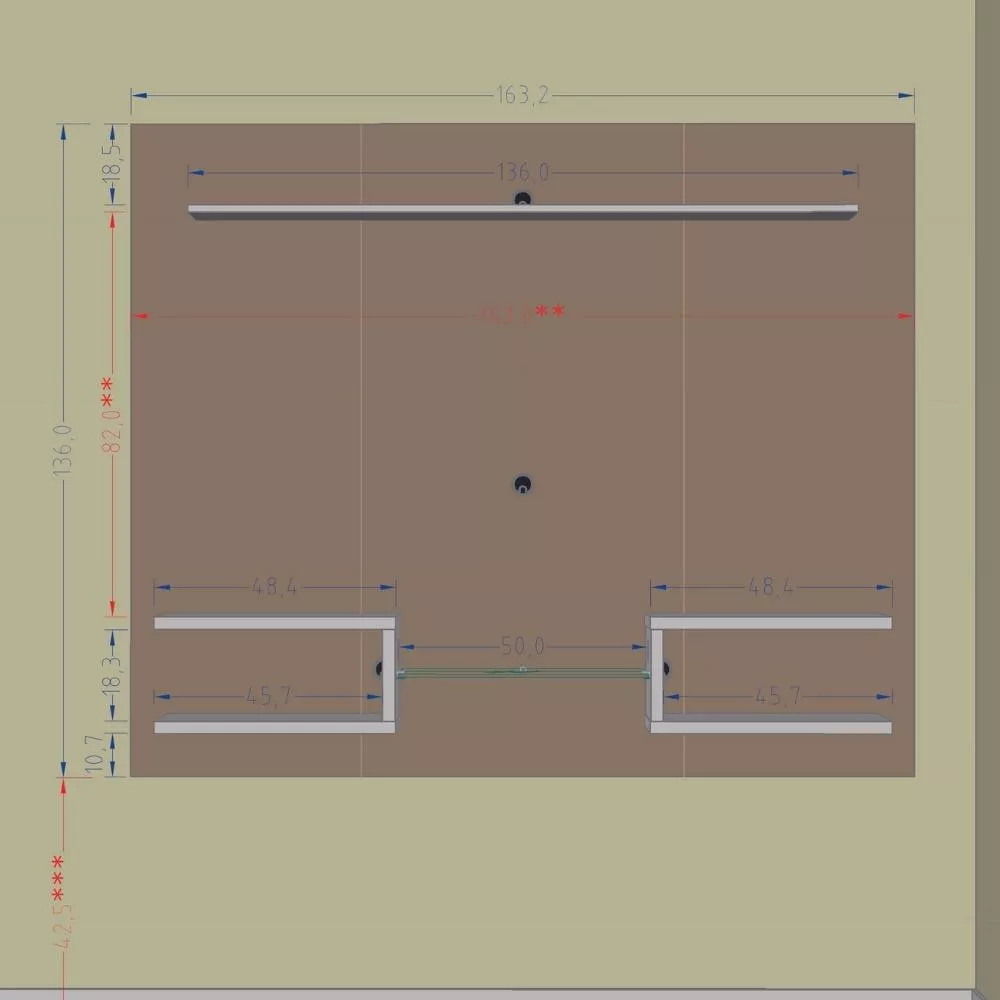 Painel para TV até 55 Polegadas com Prateleira de Vidro Pintura 3D Atlas Bechara