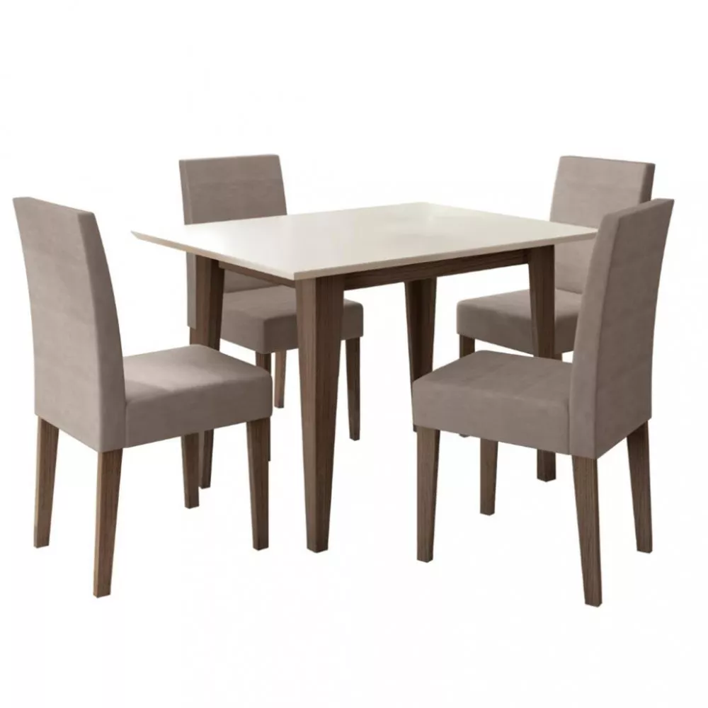 Conjunto Sala de Jantar Mesa 120cm Kate 4 Cadeiras Josi Poliman