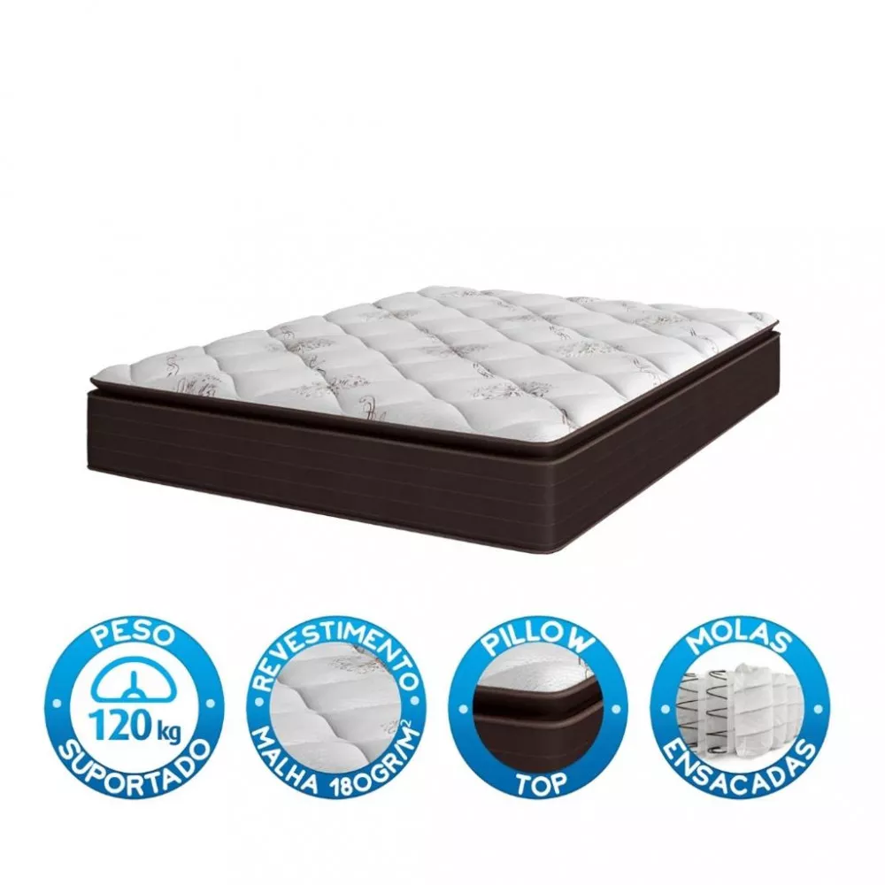 Colchão Queen 158cm Molas Ensacadas Pillow Top Multiflex Umaflex