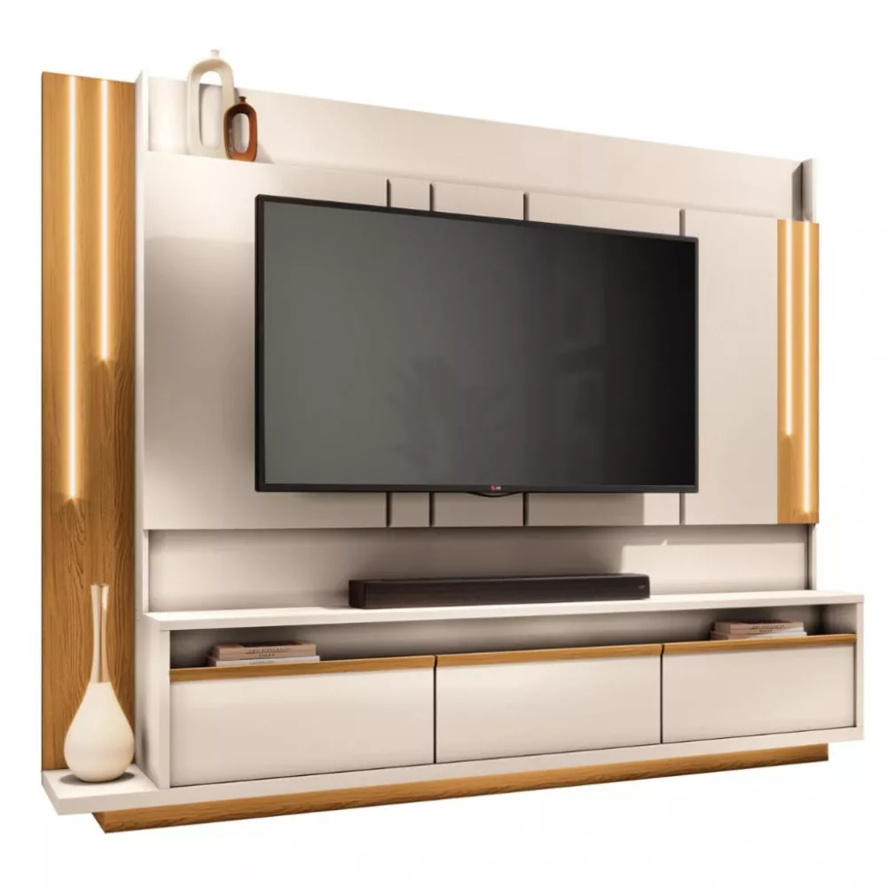 Estante Home para Tv até 75 Polegadas 3 Gavetas com Led Montane HB Móveis