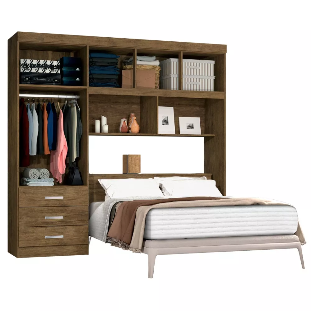 Guarda Roupa Casal 5 Portas 3 Gavetas Flex Cancun JeA Móveis