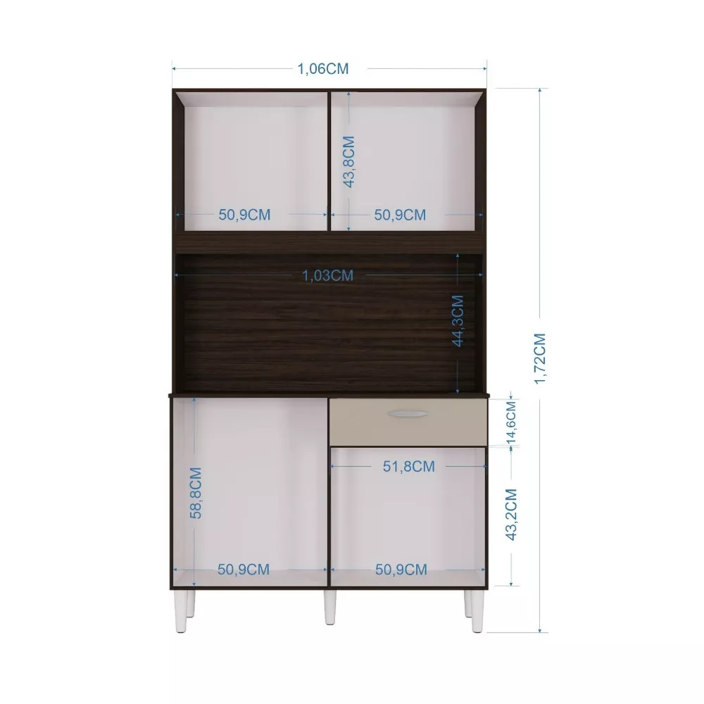 Cozinha Compacta Kit Cassia 8 Portas 1 Gaveta Poquema