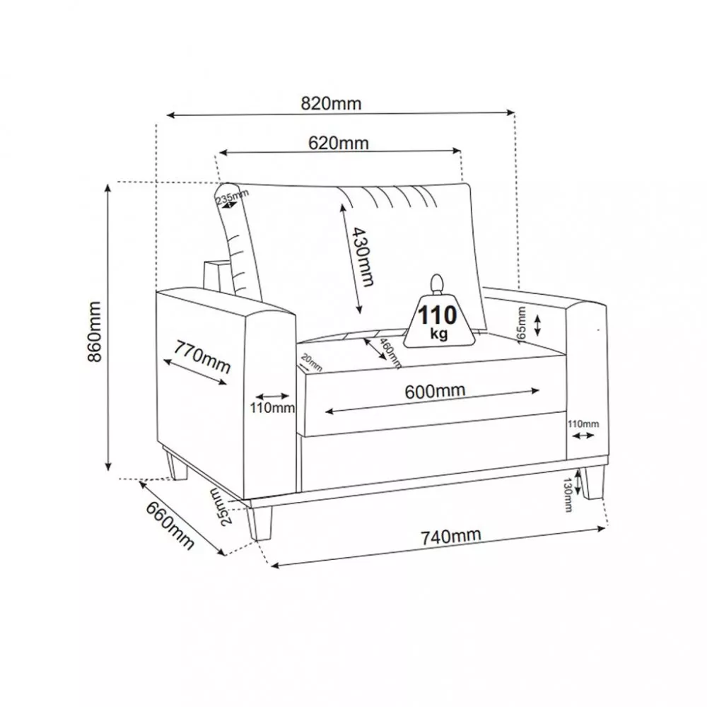 Poltrona Linho 82cm Viena Viero