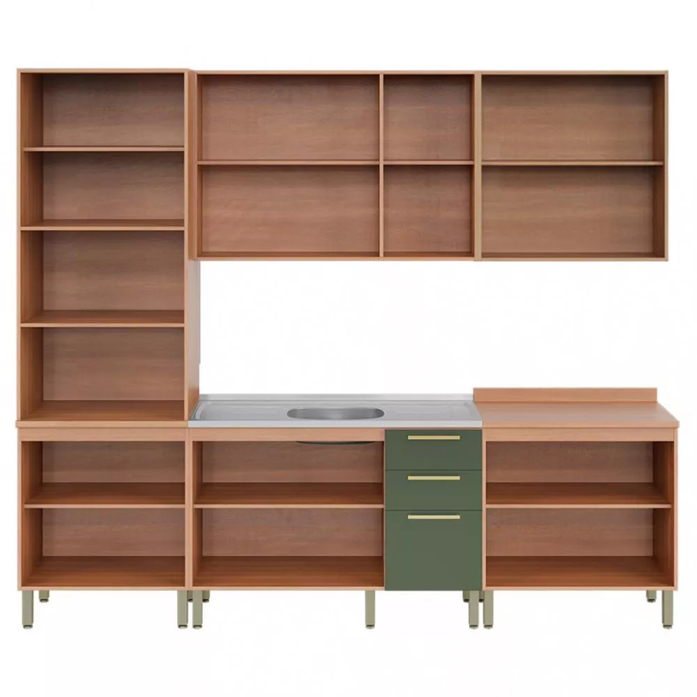 Cozinha Compacta sem Pia 5 Peças Sálvia Telasul