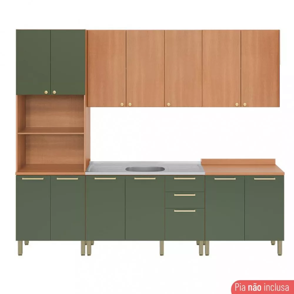 Cozinha Compacta sem Pia 5 Peças Sálvia Telasul