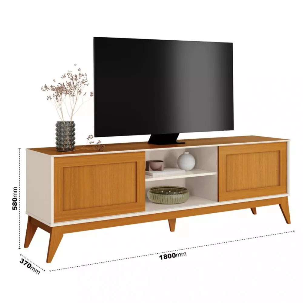 Rack para TV até 65 Polegadas 2 Portas de Correr com Pés King EDN Móveis