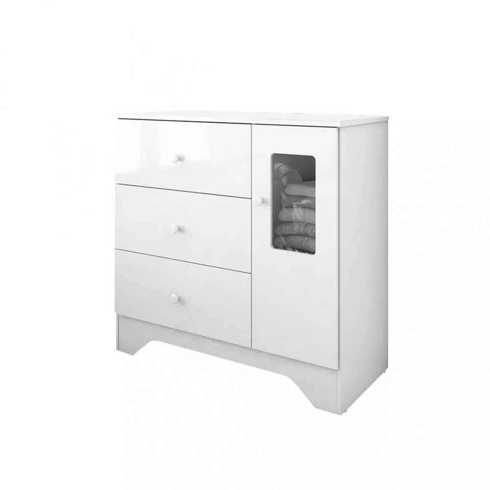 Cômoda 3 Gavetas 1 Porta Com Janela Ben Peroba