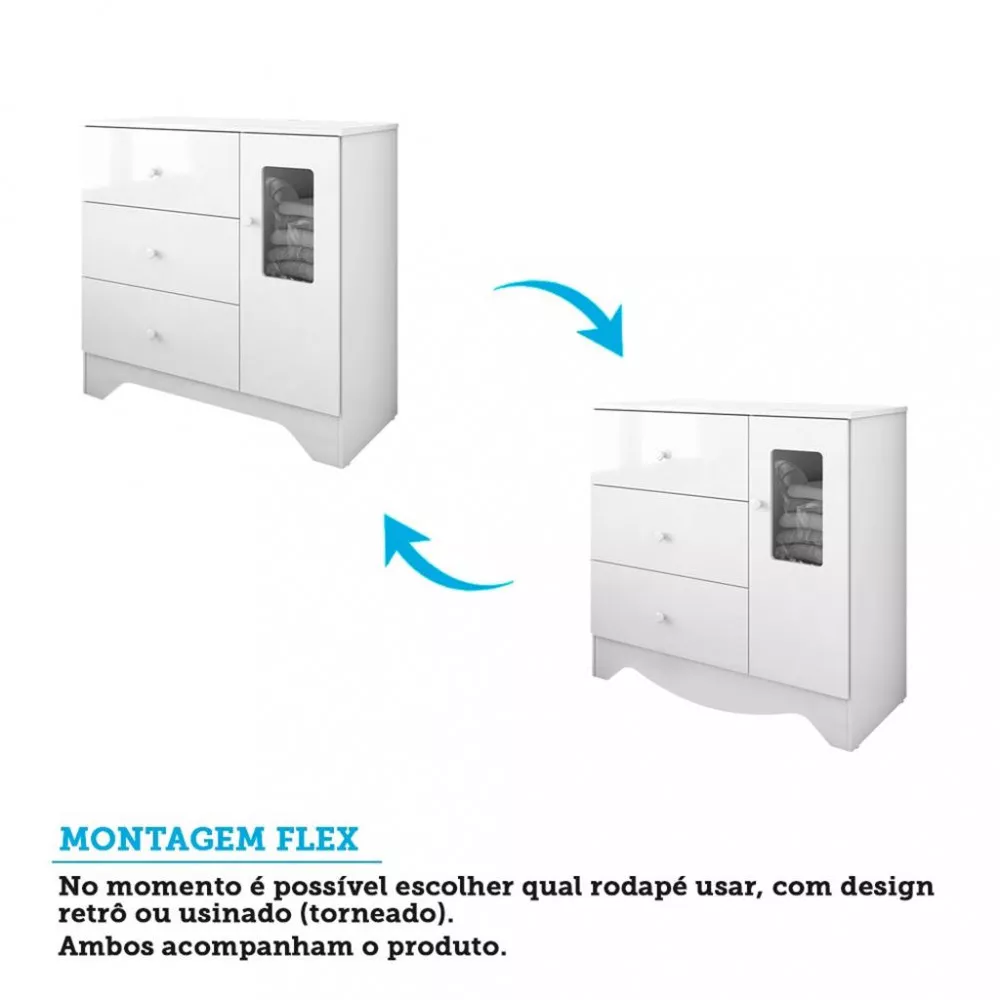 Cômoda 3 Gavetas 1 Porta Com Janela Ben Peroba