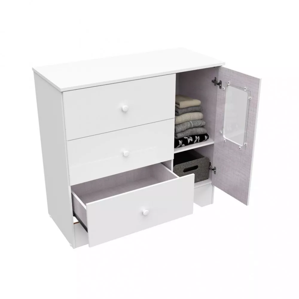 Cômoda 3 Gavetas 1 Porta Com Janela Ben Peroba