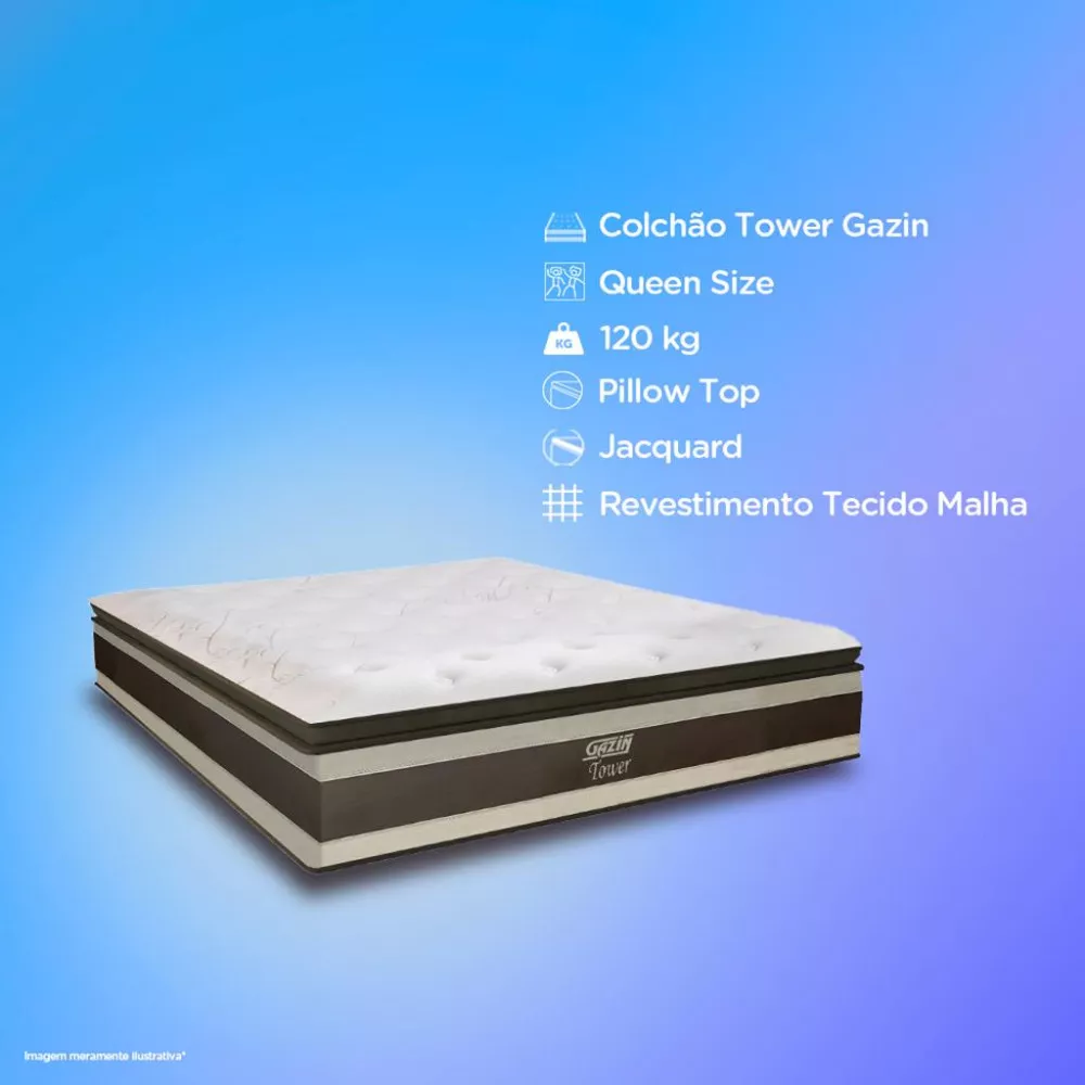 Colchão Queen 158cm Molas Ensacadas Tower HF V24 Gazin