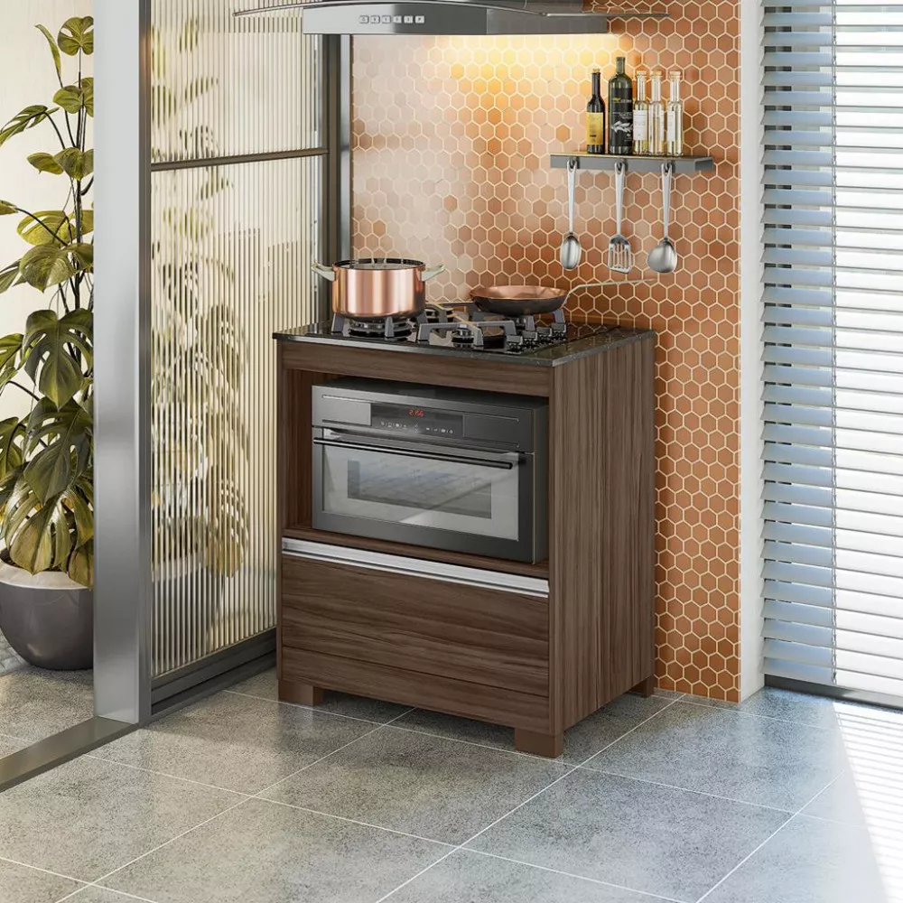 Balcão para Cooktop 4 Bocas 1 Gaveta com Tampo NT 3110 Notável Móveis