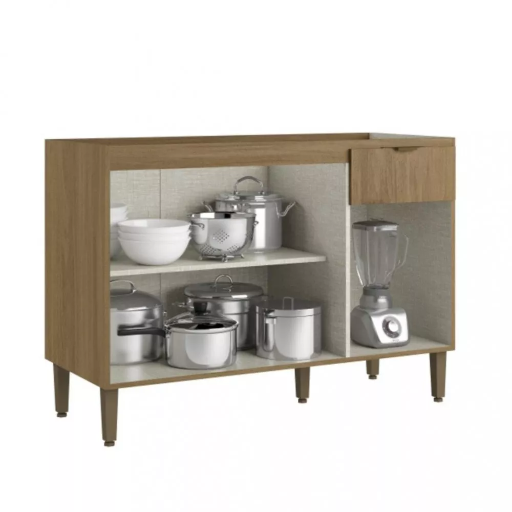 Balcão 3 Portas 1 Gaveta 120cm Sem Tampo Magnolia THB