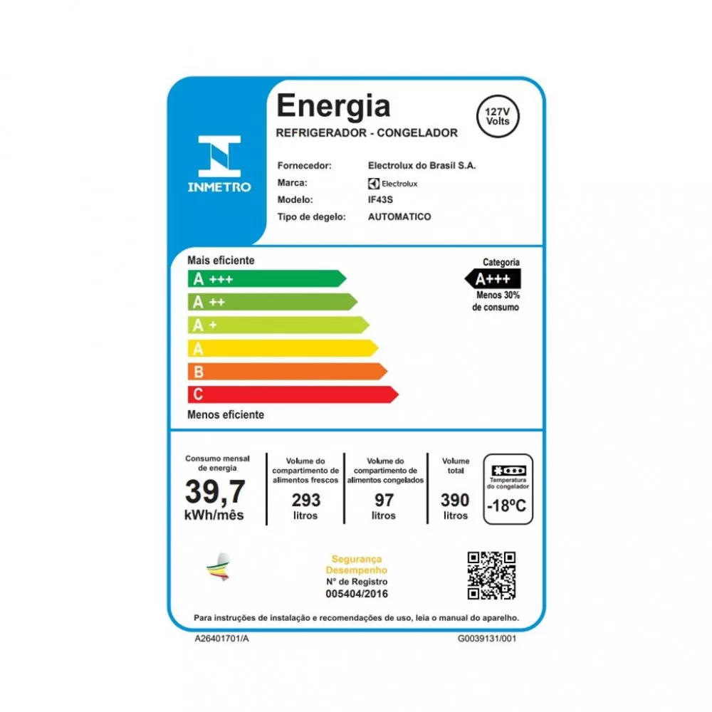 Image 3 of 5 of Geladeira Electrolux IF43S Frost Free Inverter Duplex 390L