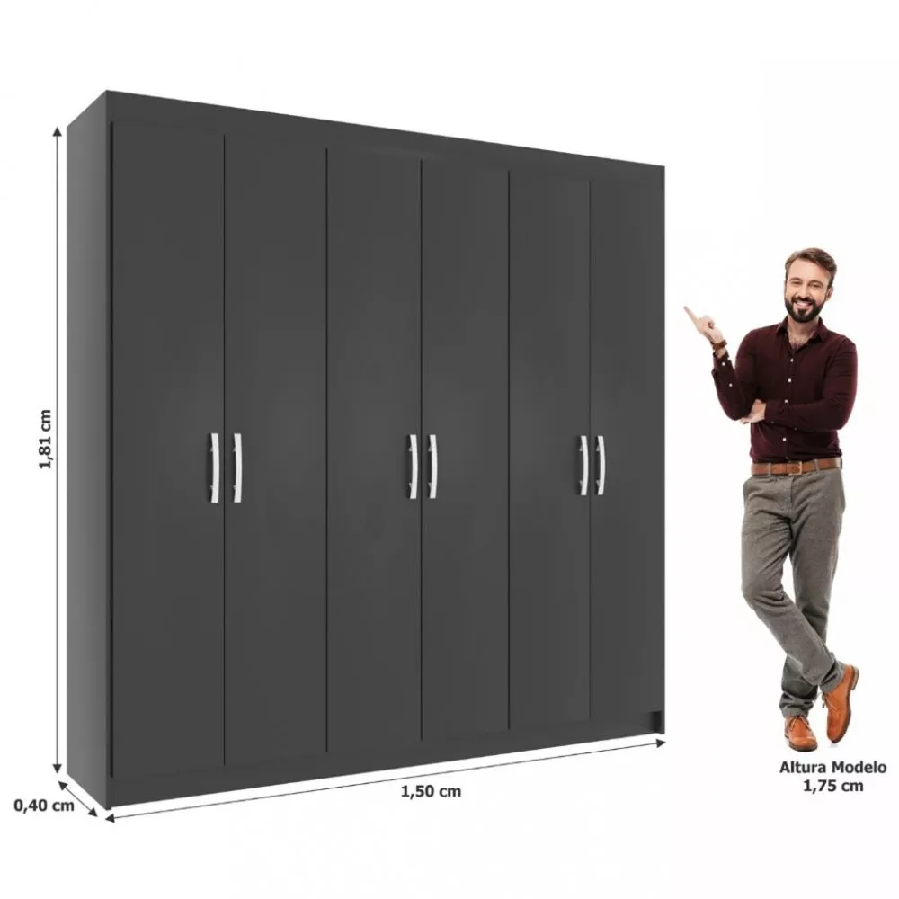 Guarda Roupa Casal 6 Portas 2 Gavetas Montreal Evidencia