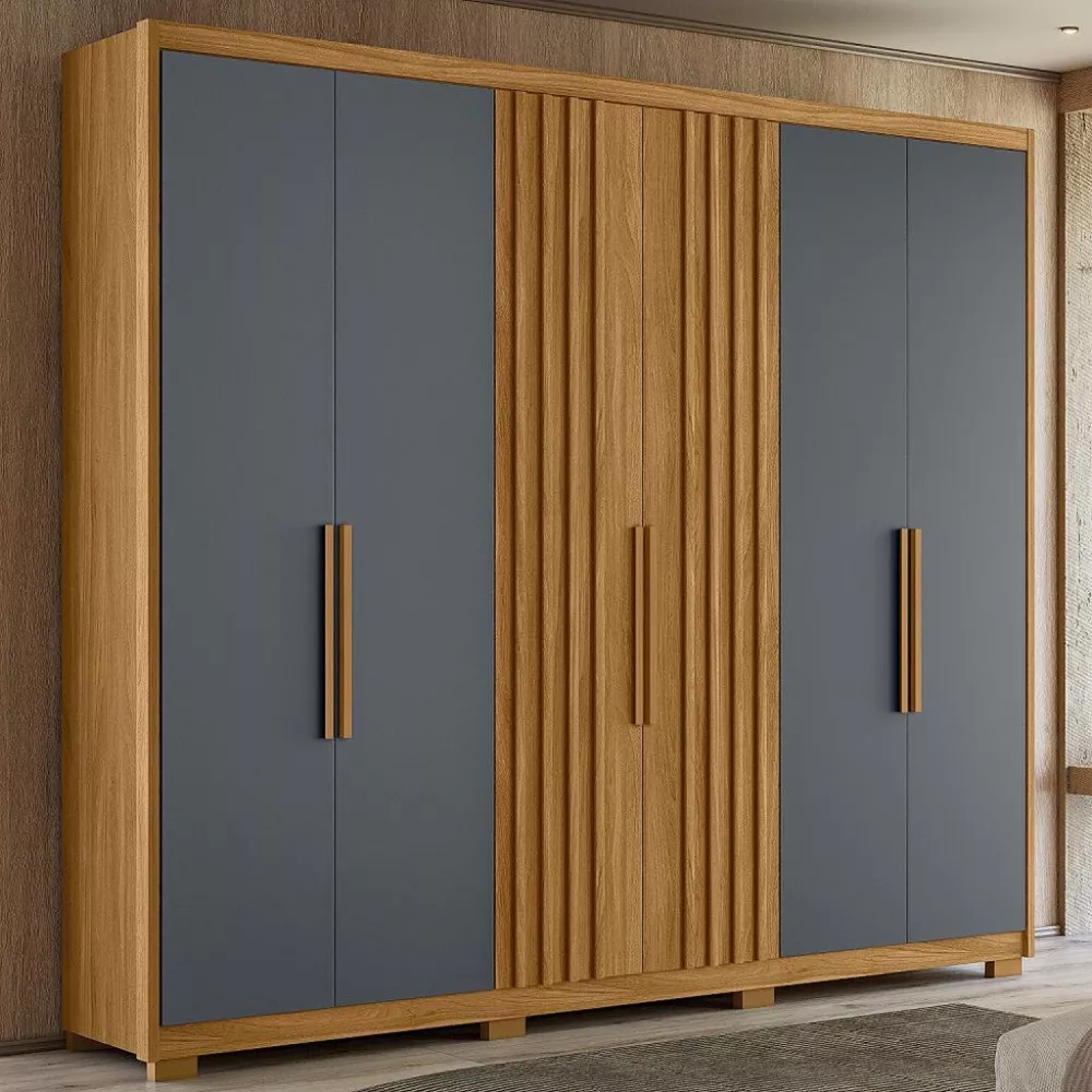 Guarda Roupa Casal Ripado com Pés 6 Portas Araguaia Moval