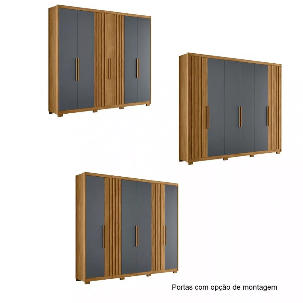 Guarda Roupa Casal Ripado com Pés 6 Portas Araguaia Moval