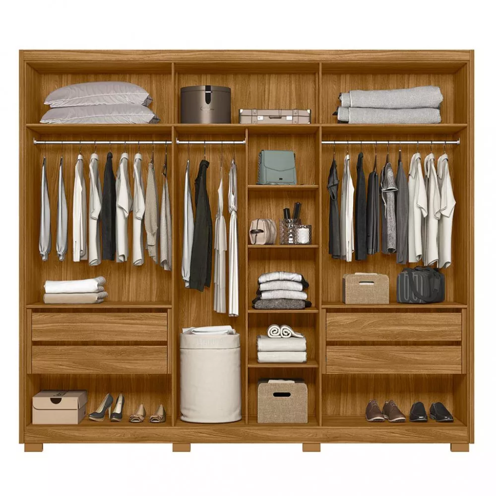 Guarda Roupa Casal Ripado com Pés 6 Portas Araguaia Moval