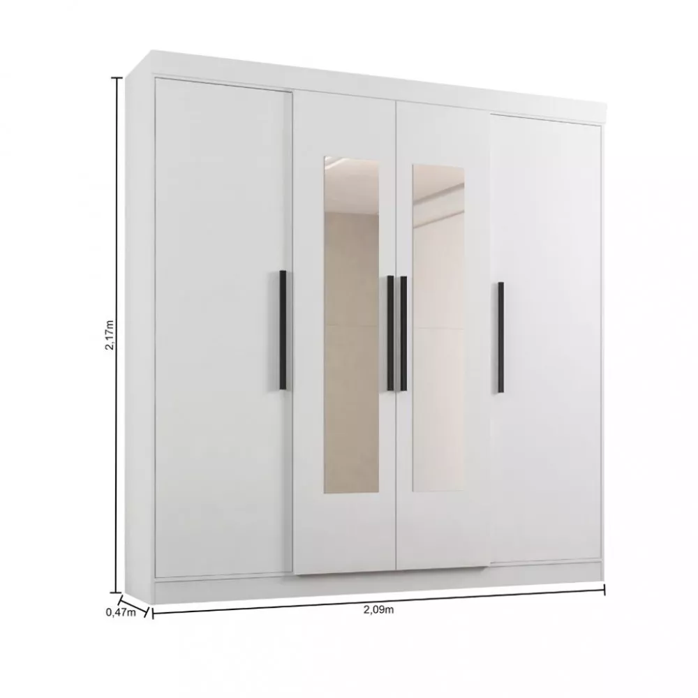 Guarda Roupa Casal Espelho 4 Portas 3 gavetas EB23066 Araplac
