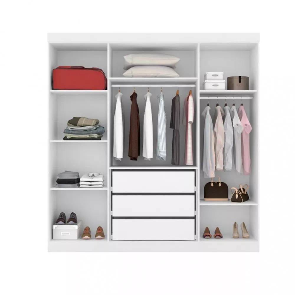 Guarda Roupa Casal Espelho 4 Portas 3 gavetas EB23066 Araplac