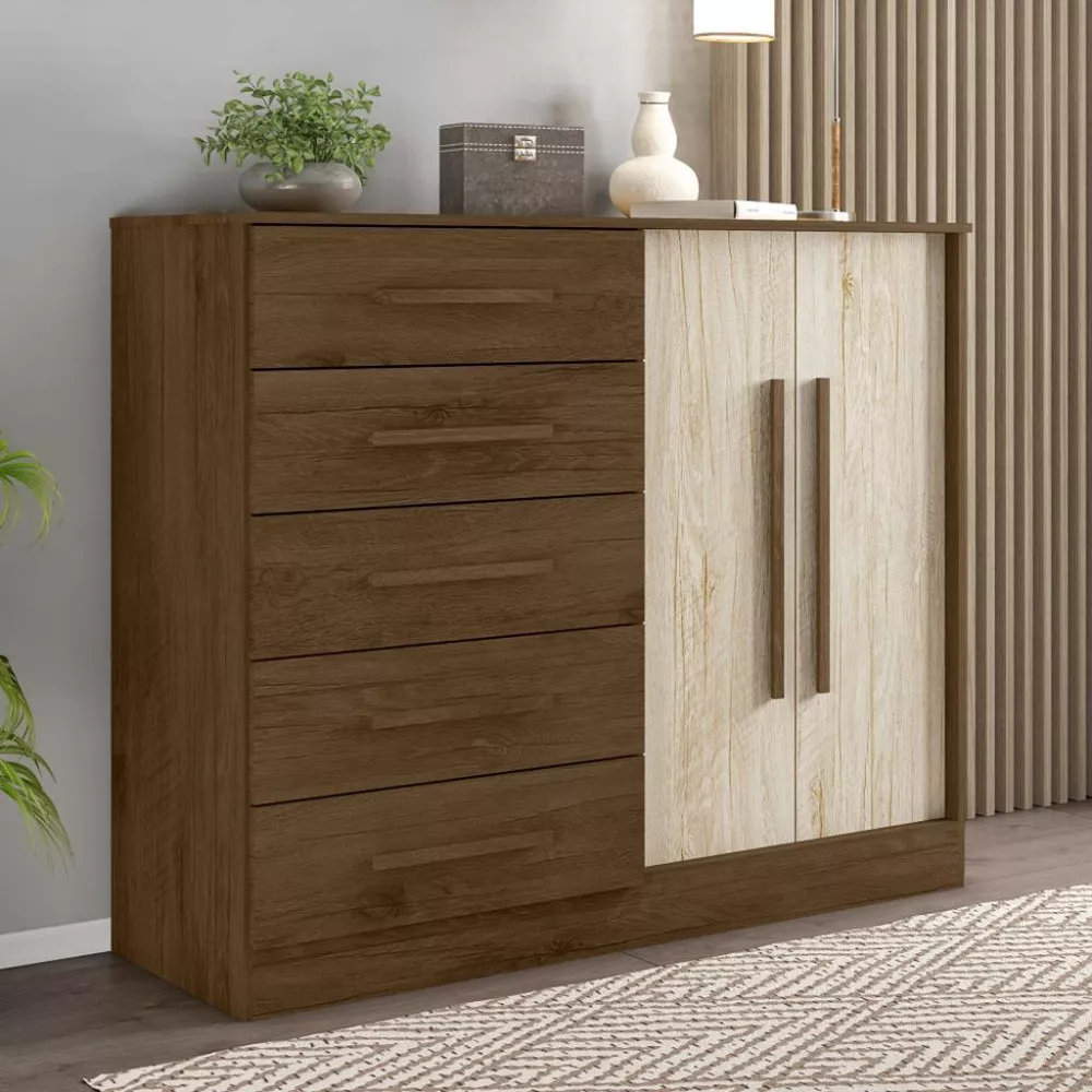 Cômoda Sapateira 5 Gavetas 2 Portas Texas Mopar