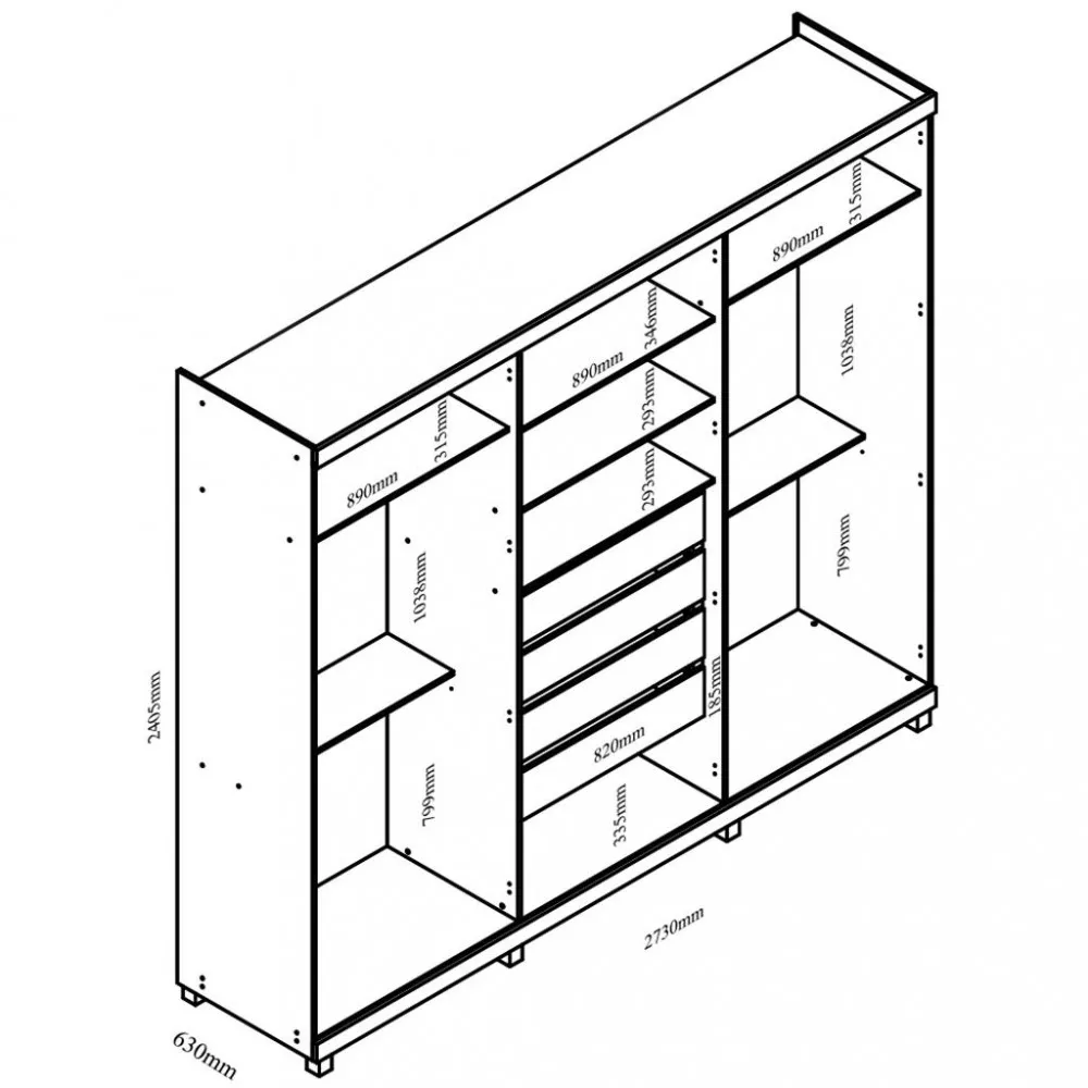 Guarda Roupa Casal com Espelho e Pés 6 Portas 100 MDF Absolut New Gelius