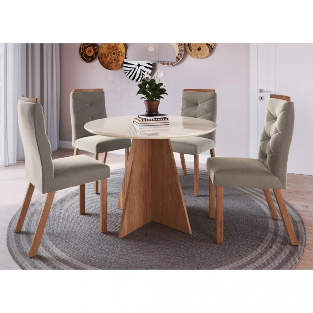 Conjunto Sala de Jantar Mesa 190/23  4 Cadeiras Zamarchi