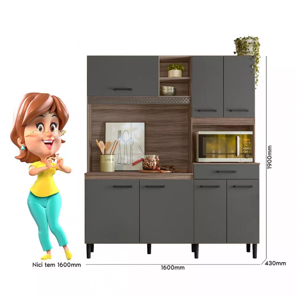 Cozinha Compacta 7 Portas 1 Gaveta Yara Nicioli
