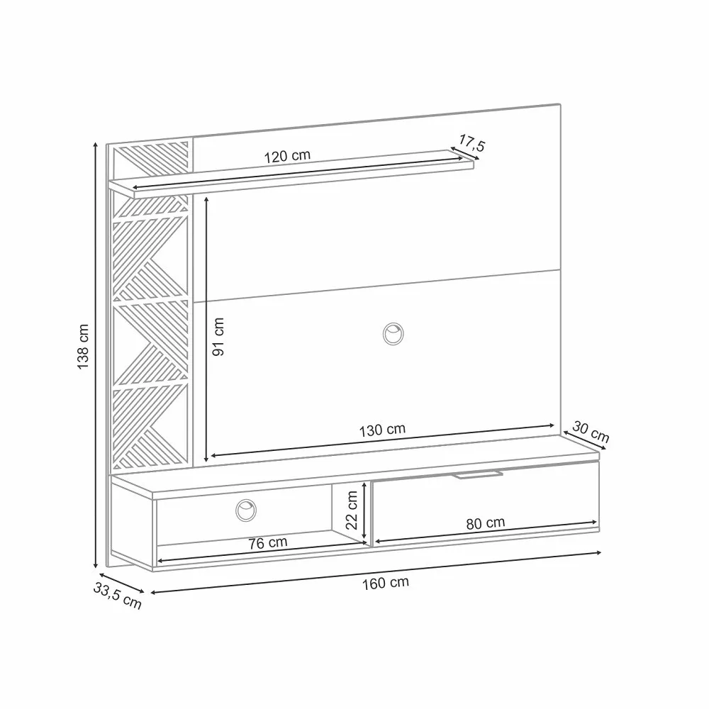 Image 4 of 5 of Painel para TV até 50 Polegadas 1 Porta Grid HB Móveis