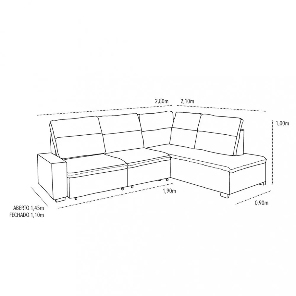 Sofá 4 Lugares 280/210cm Retrátil Reclinável Veludo Bárbara Takei