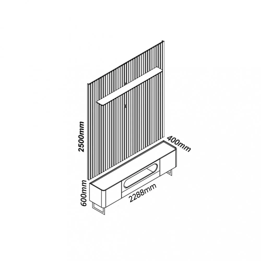 Rack com Painel para TV de Até 85 Polegadas 2 Portas 1 Gaveta LED Com Pés de Ferro Nobre Nobre Gelius