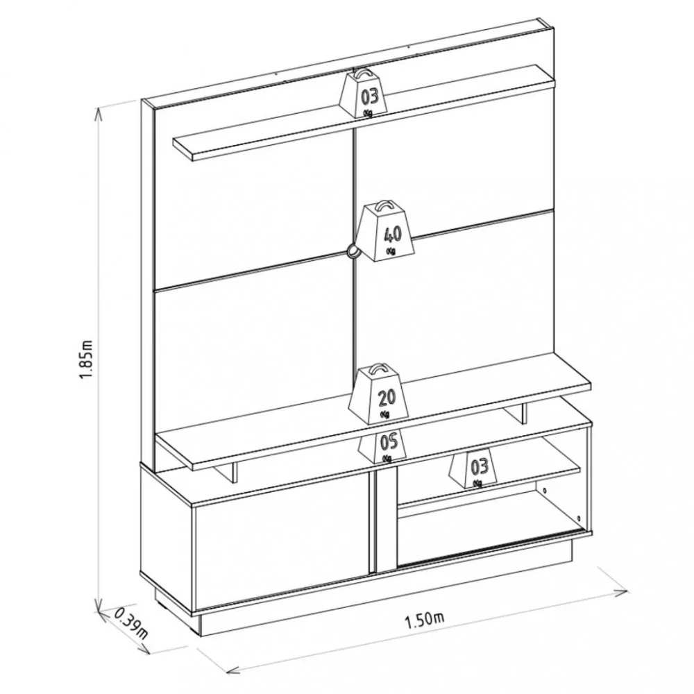 Image 3 of 5 of Estante Home para TV até 60 Polegadas 1 Porta Viena Linea Brasil