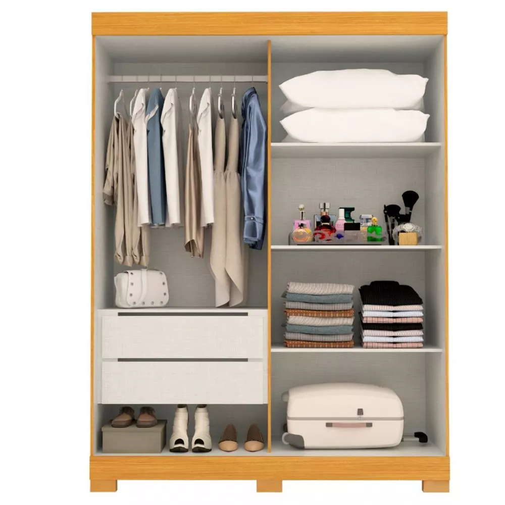 Guarda Roupas Solteiro 2 Portas de Correr 2 Gavetas Ayla ACP