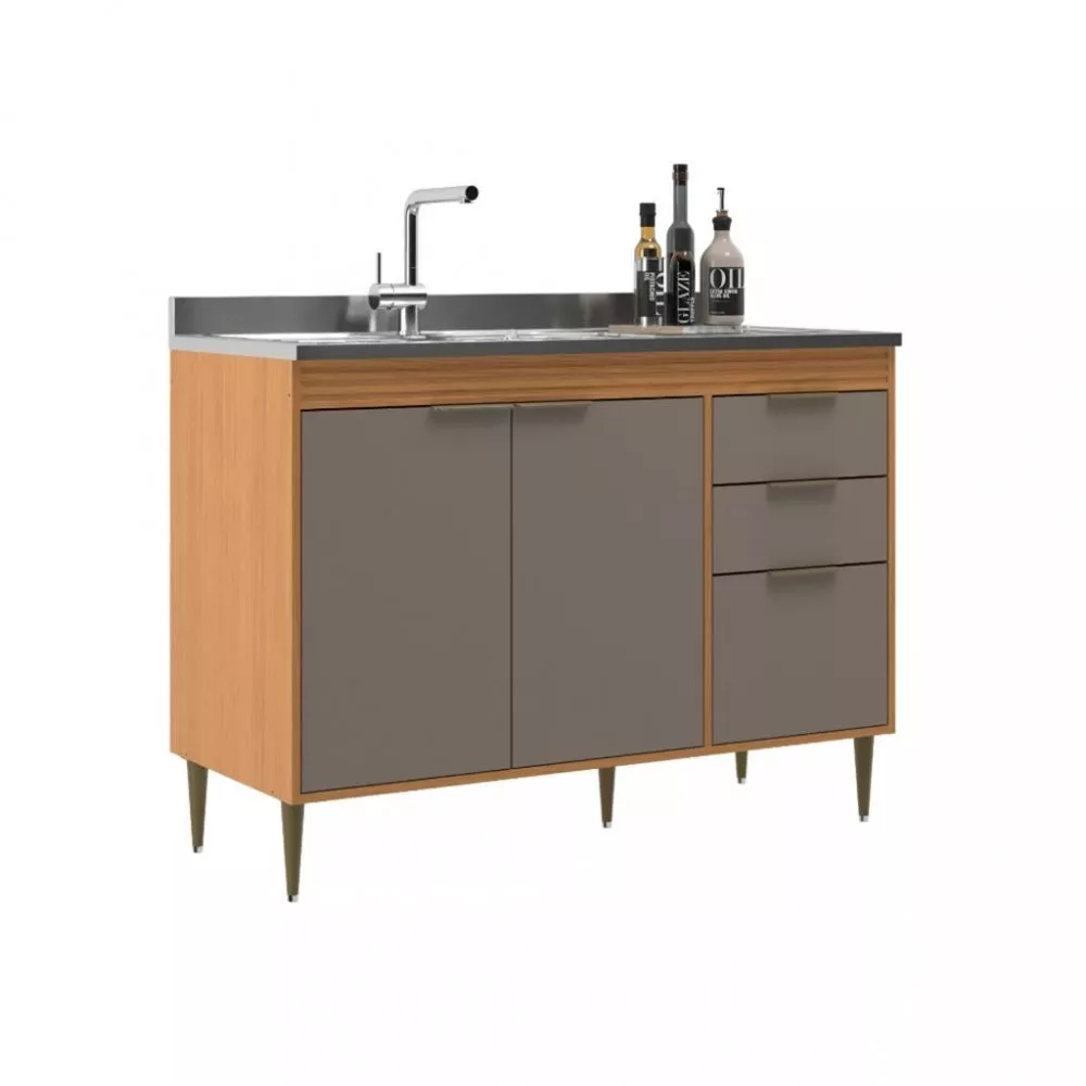 Balcão 3 Portas 2 Gavetas sem Tampo Francini Móveis Sul