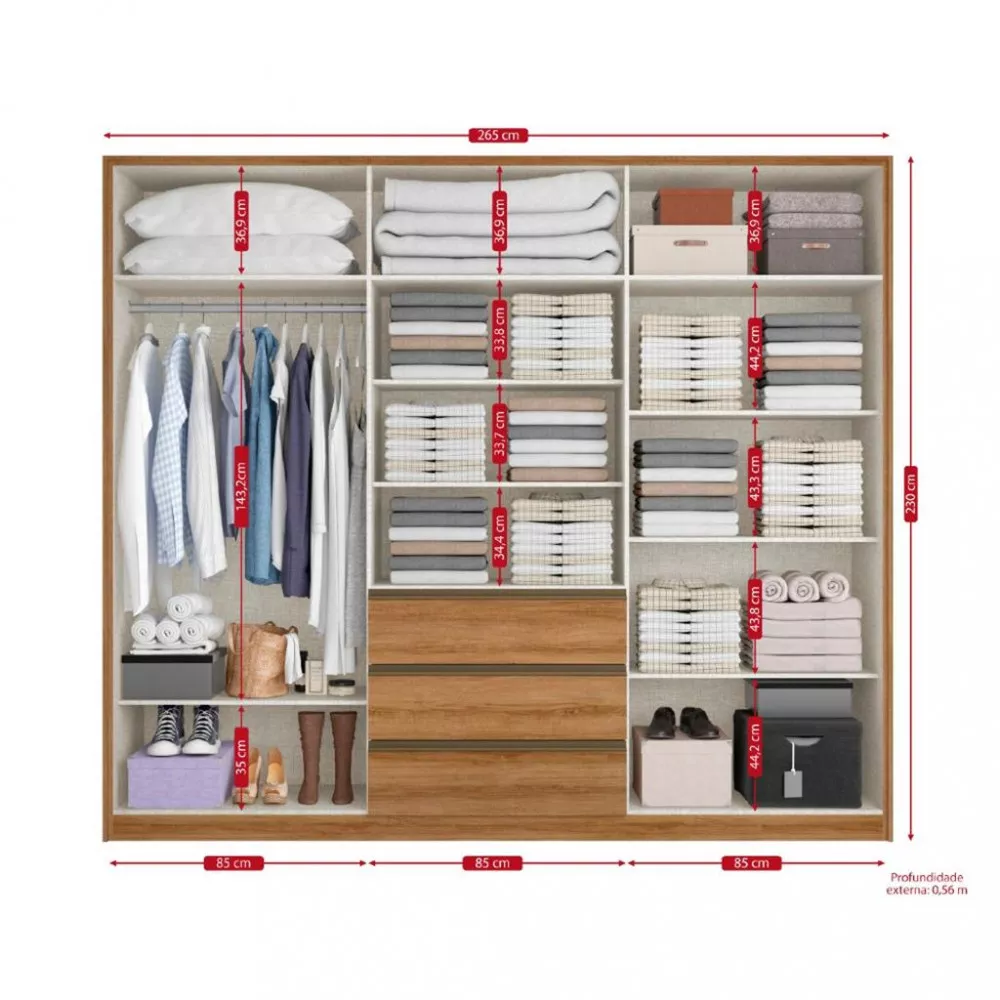 Guarda Roupa Solteiro 6 Portas Veneza THB