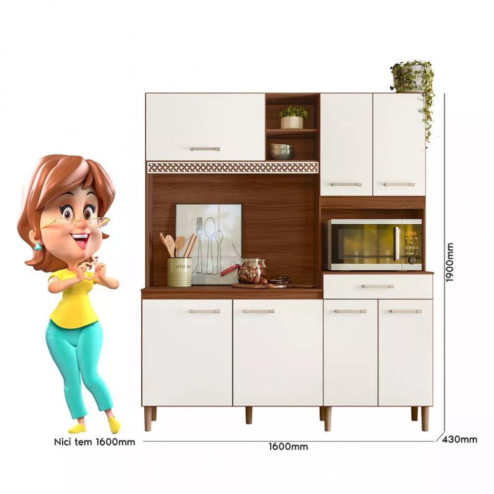 Cozinha Compacta 7 Portas 1 Gaveta Yara Nicioli