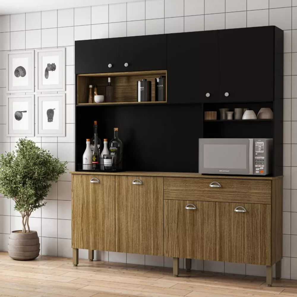Cozinha Compacta 8 Portas 1 Gaveta com Tampo Core Kits Paraná