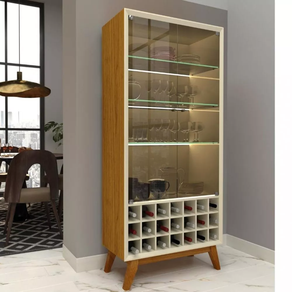 Cristaleira 2 Portas com Led Requinte 160 Gelius