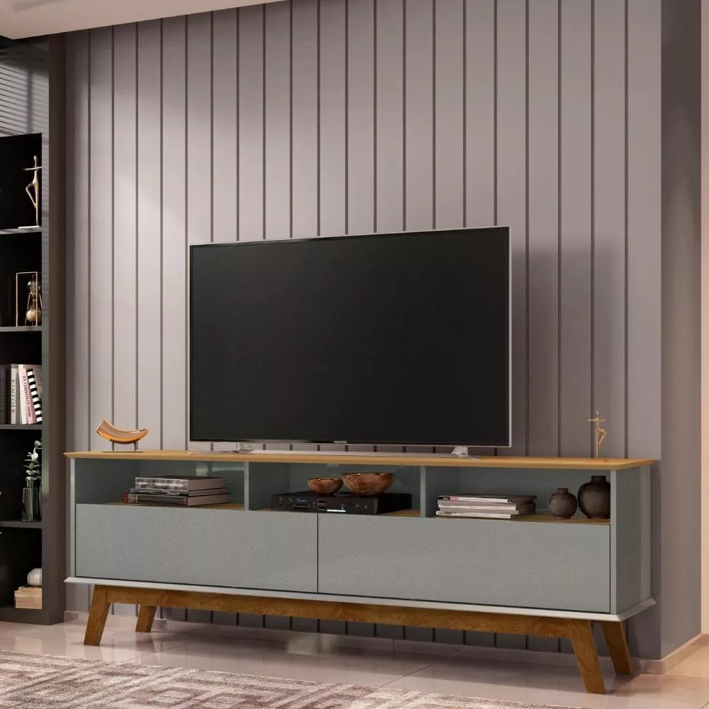 Rack para TV até 65 Polegadas 2 Portas com Pés de Madeira Elegant Bechara