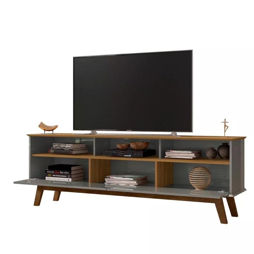 Rack para TV até 65 Polegadas 2 Portas com Pés de Madeira Elegant Bechara