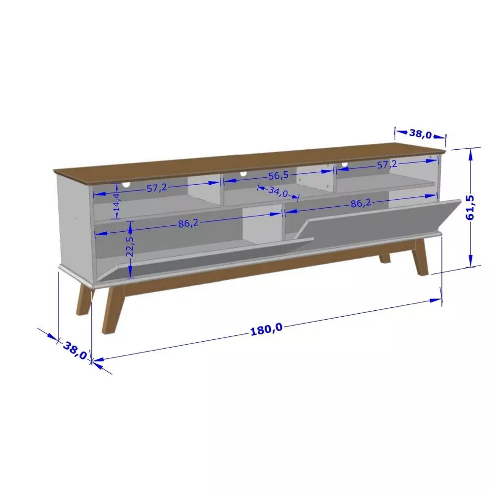 Rack para TV até 65 Polegadas 2 Portas com Pés de Madeira Elegant Bechara