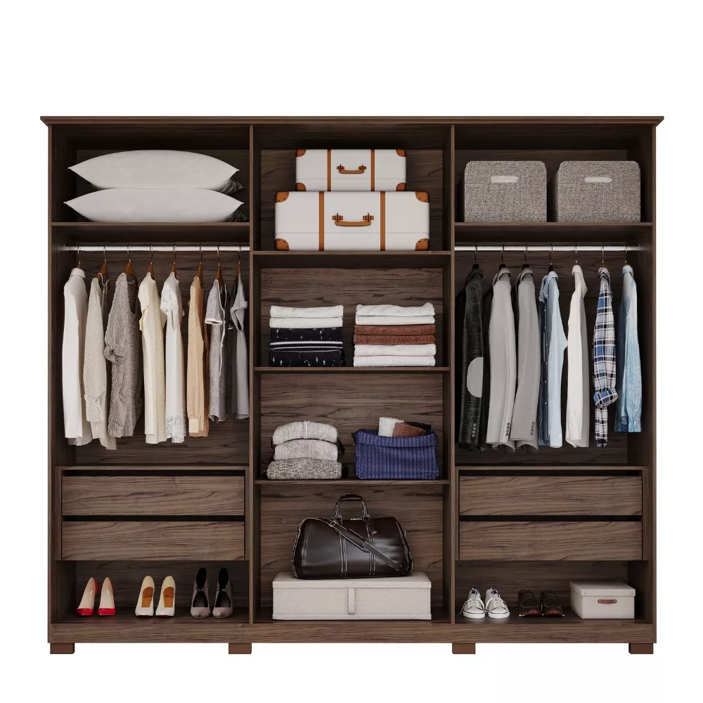 Image 1 of 3 of Guarda Roupa Casal com Espelho e Pés 6 Portas 100 MDF Itaunas Panan