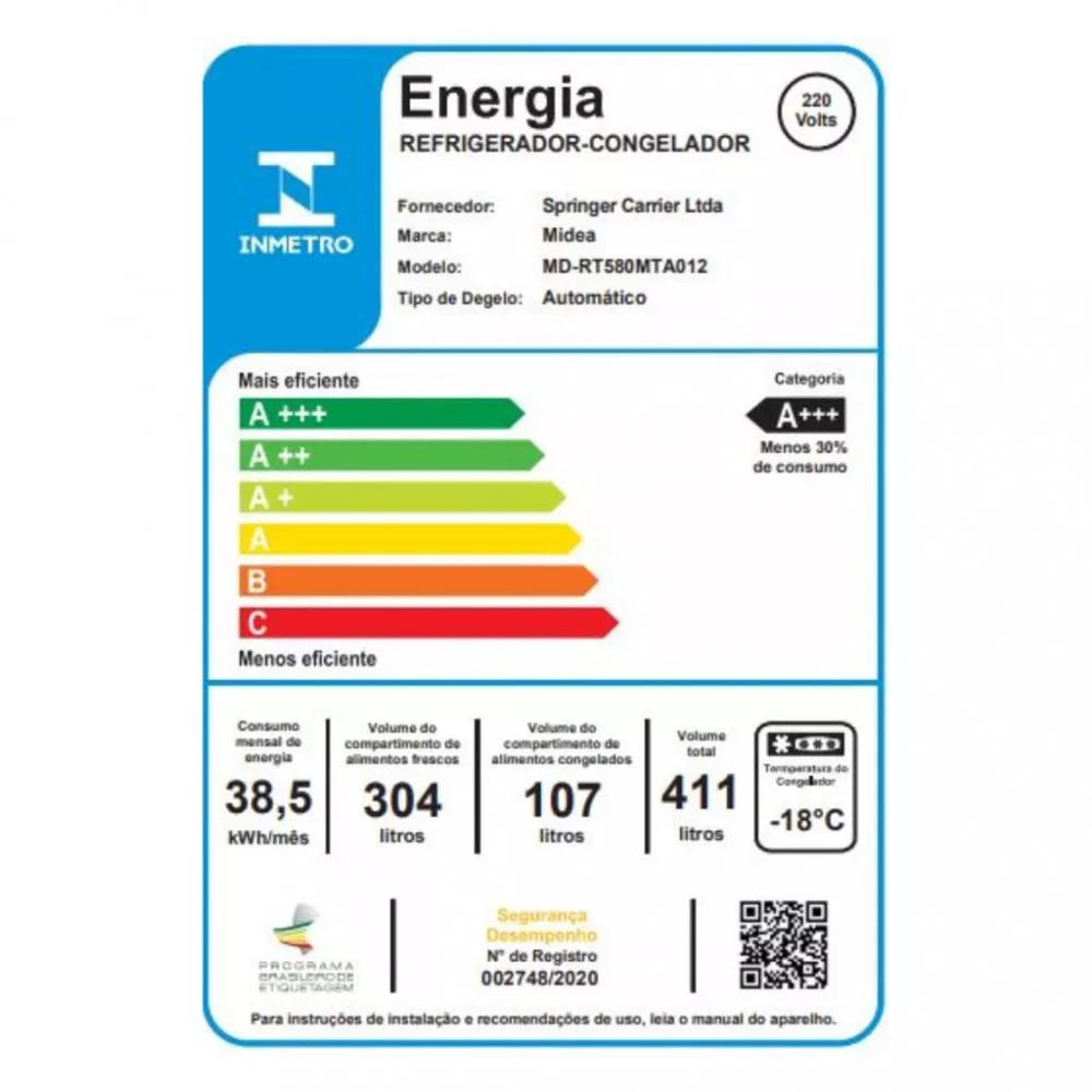 Imagem 15 de 18 de Geladeira Midea Frost Free MD-RT580MTA 411L