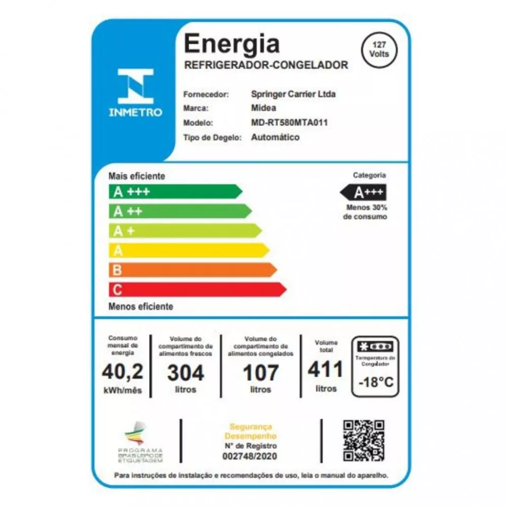 Imagem 16 de 18 de Geladeira Midea Frost Free MD-RT580MTA 411L