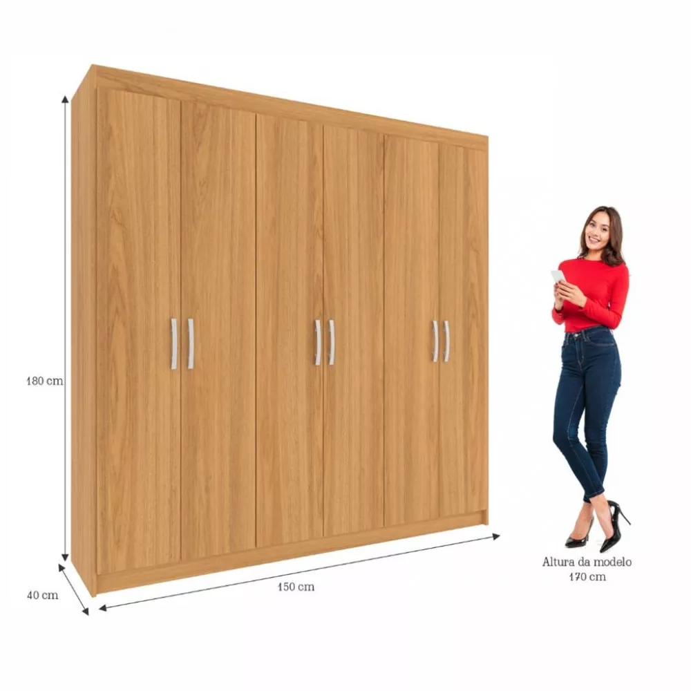 Guarda Roupa Casal 6 Portas 2 Gavetas Montreal Evidencia