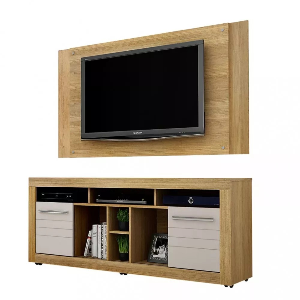 Rack com Painel para TV Até 50 Polegadas 2 Portas com Rodízios Firenze Valdemoveis