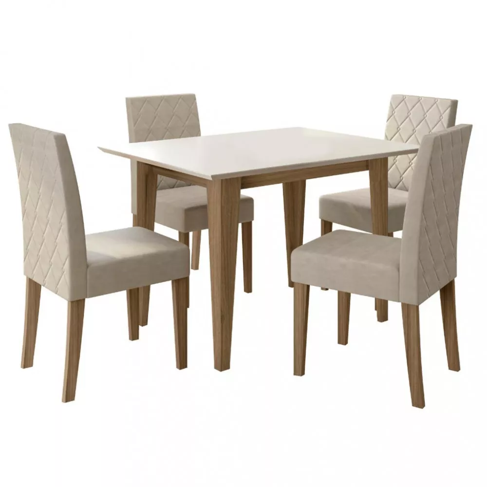 Conjunto Sala de Jantar Kate 120cm com 4 cadeira Jade Poliman
