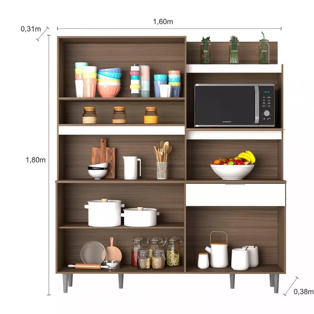 Cozinha Compacta Kit 6 Portas 1 Gaveta Emily Poliman