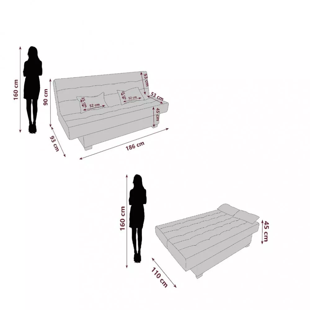 Image 3 of 5 of Sofá Cama 3 Lugares 186cm Laila Matrix